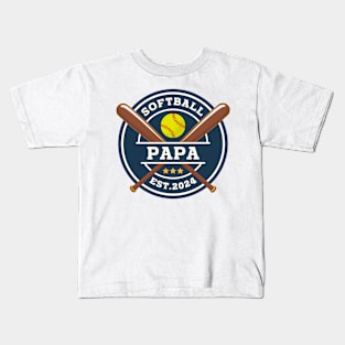 Softball Papa Baseball Lover Dad Kids T-Shirt